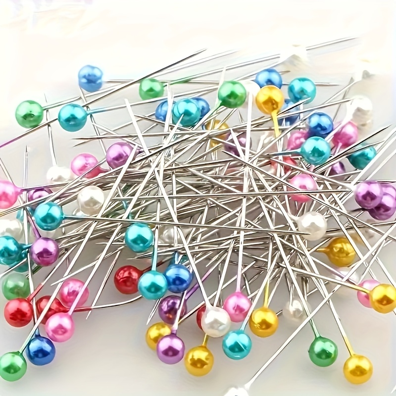 TEMU 100pcs Multicolor Pearlescent Straight Pins - Vibrant Colorful Pins For Sewing, Diy Crafts, Positioning & Fixing Needles, Accessories, Craft