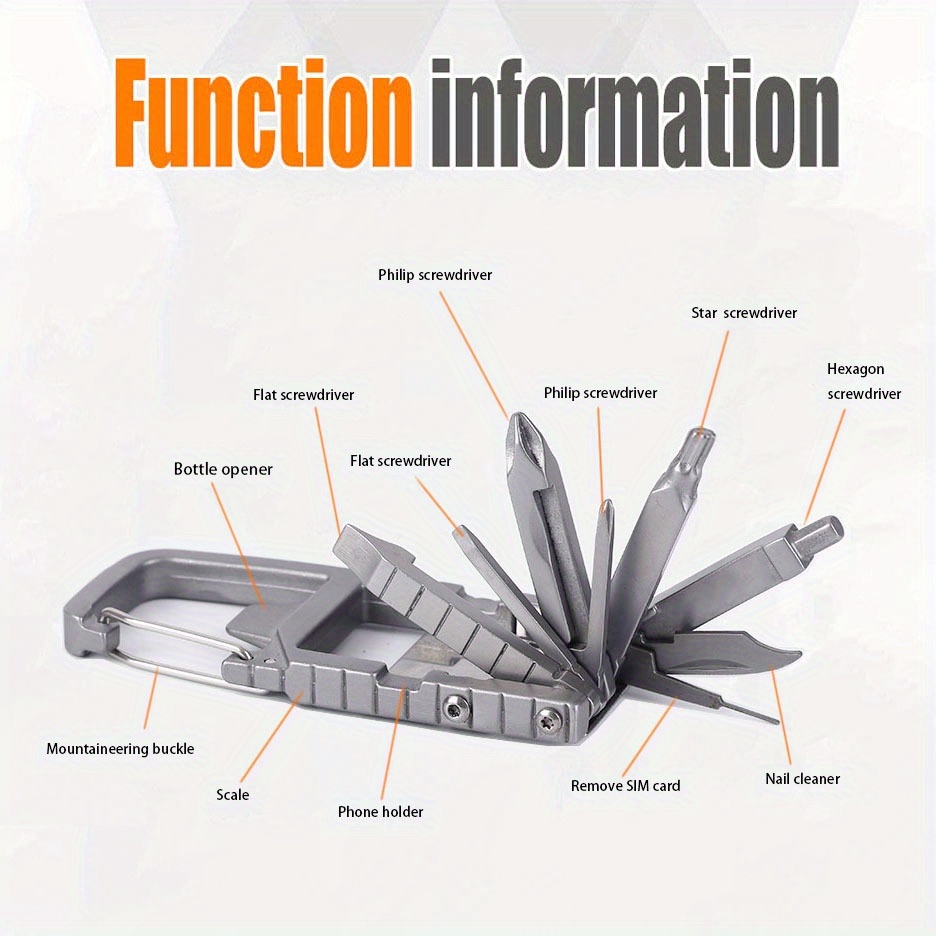 13-in-1 Multifunctional Stainless Steel Tool Set with Phone Holder and Folding Bottle Opener for Outdoor Use