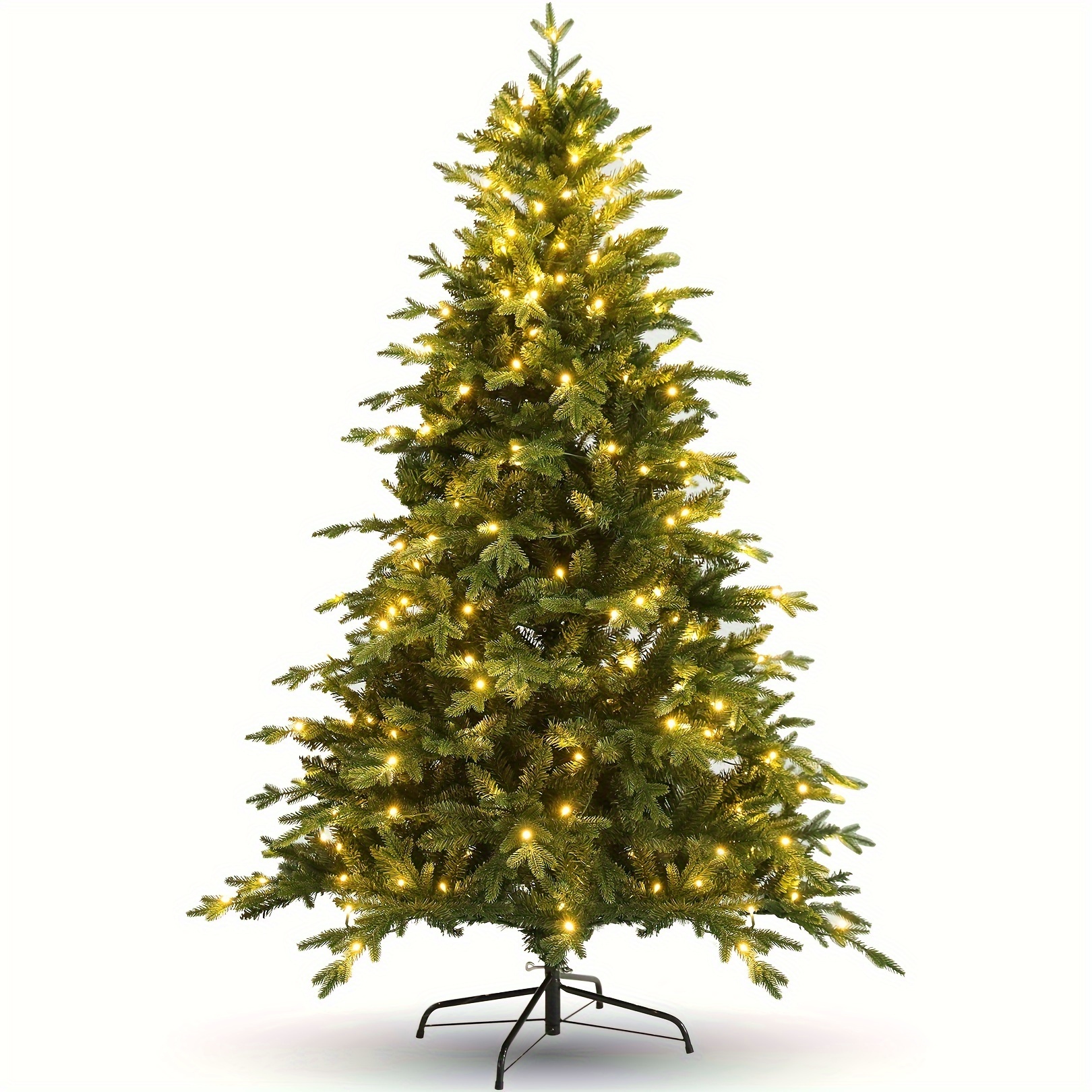 

6ft Pre-lit Artificial Christmas Tree With With 250 Incandescent Warm Lights Full Prelighted Tree W/ 1477 Pe & Pvc Mixed Branch Tips, Foldable Stand For Home Holiday Decor, Green