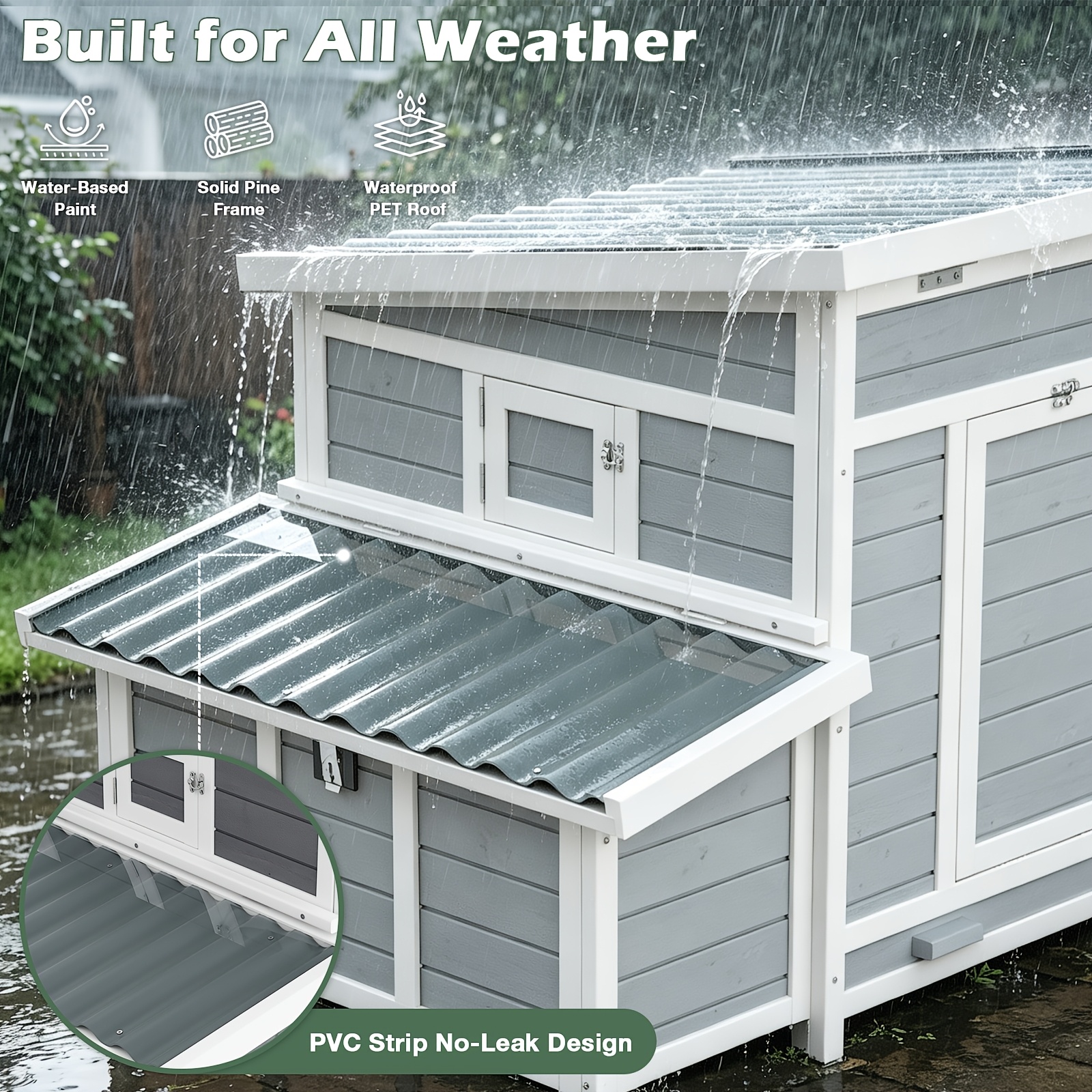 wooden chicken coop outdoor poultry cage rabbit hutch duck coop   for backyard with nesting box tray windows