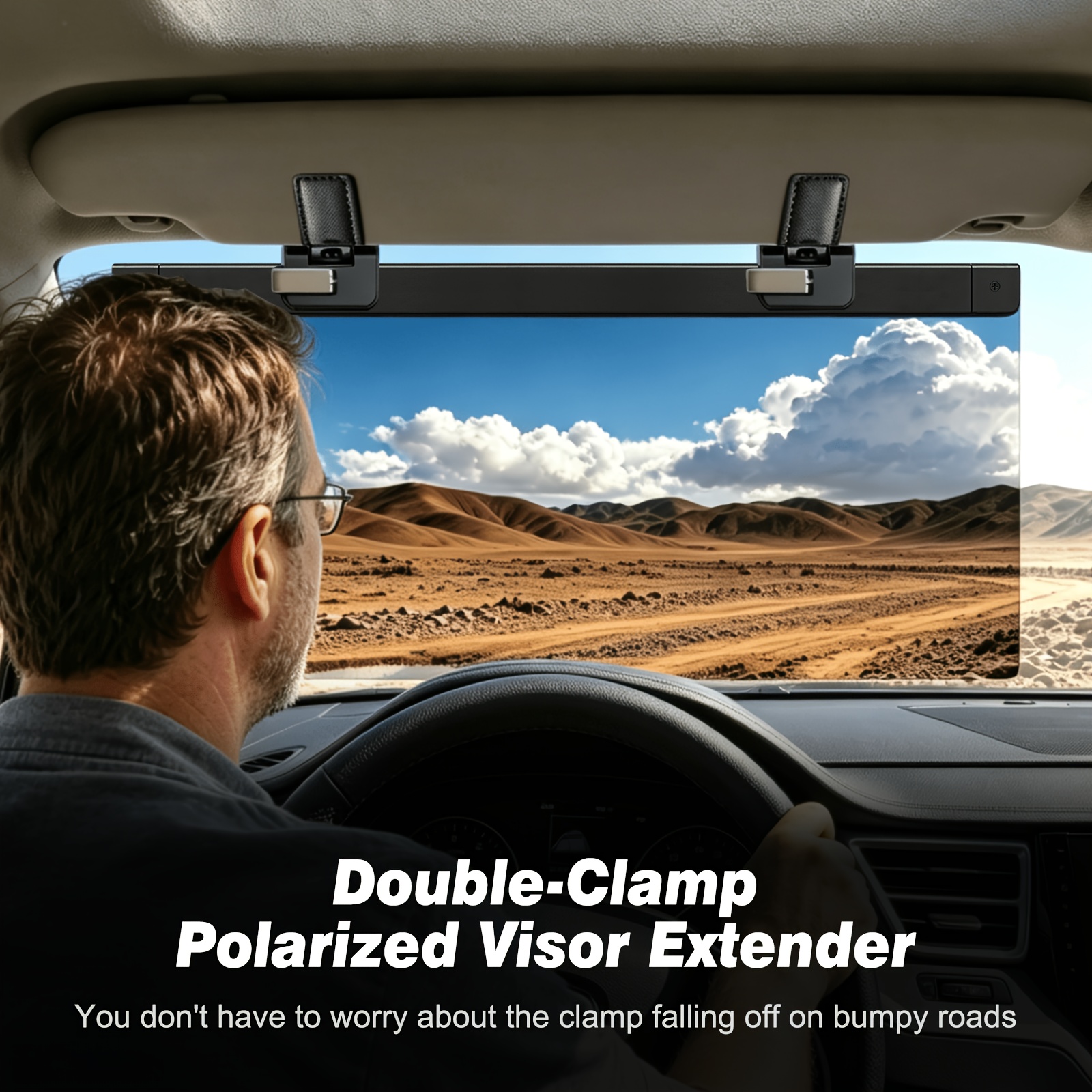 car sun visor extender polarized dual clip adjustable sun visor extender sun visor uv400 anti glare uv protection anti reflective universal large size car interior additions Product details 5