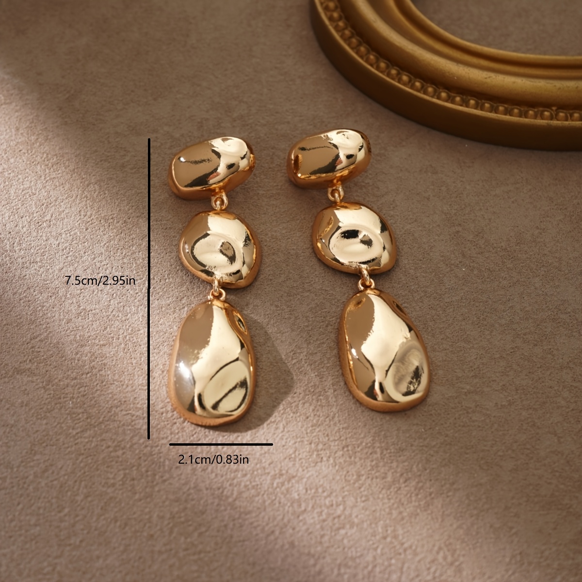 Women's Irregular Hammered Surface Geometric Round Oval Drop Earrings