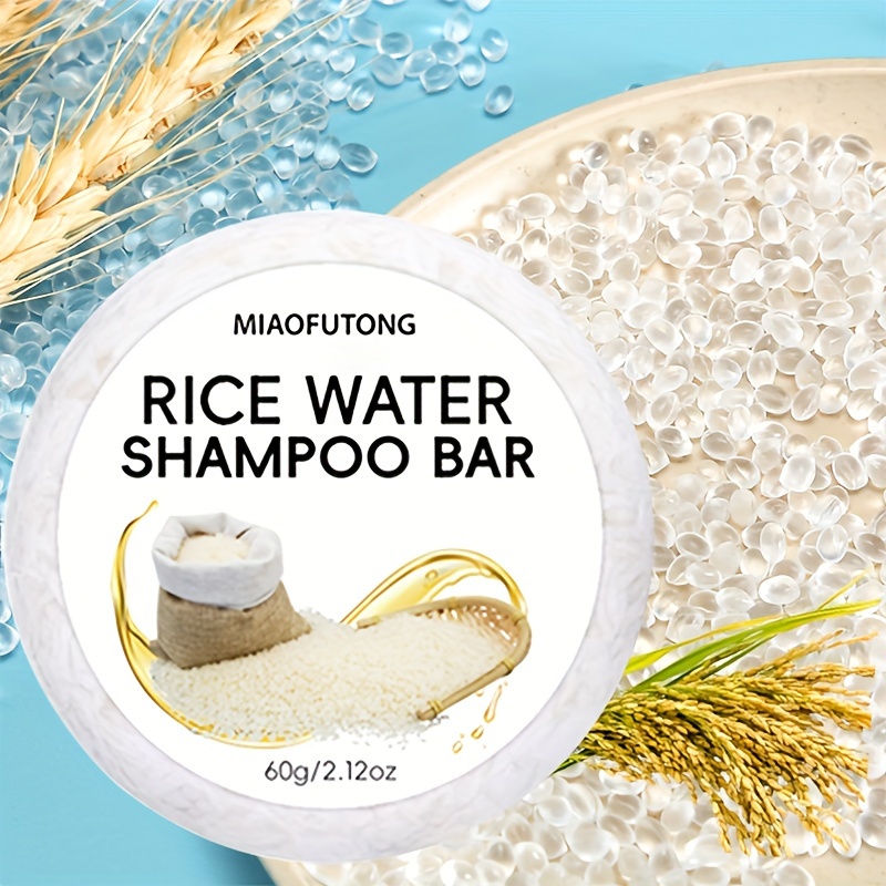 

60g Rice Water Shampoo Soap, 2-in-1 Hair Shampoo & Conditioner, Fermented Rice Water Extract Handmade Soap For Moisturizing Hair Care, Suitable For All Hair Types