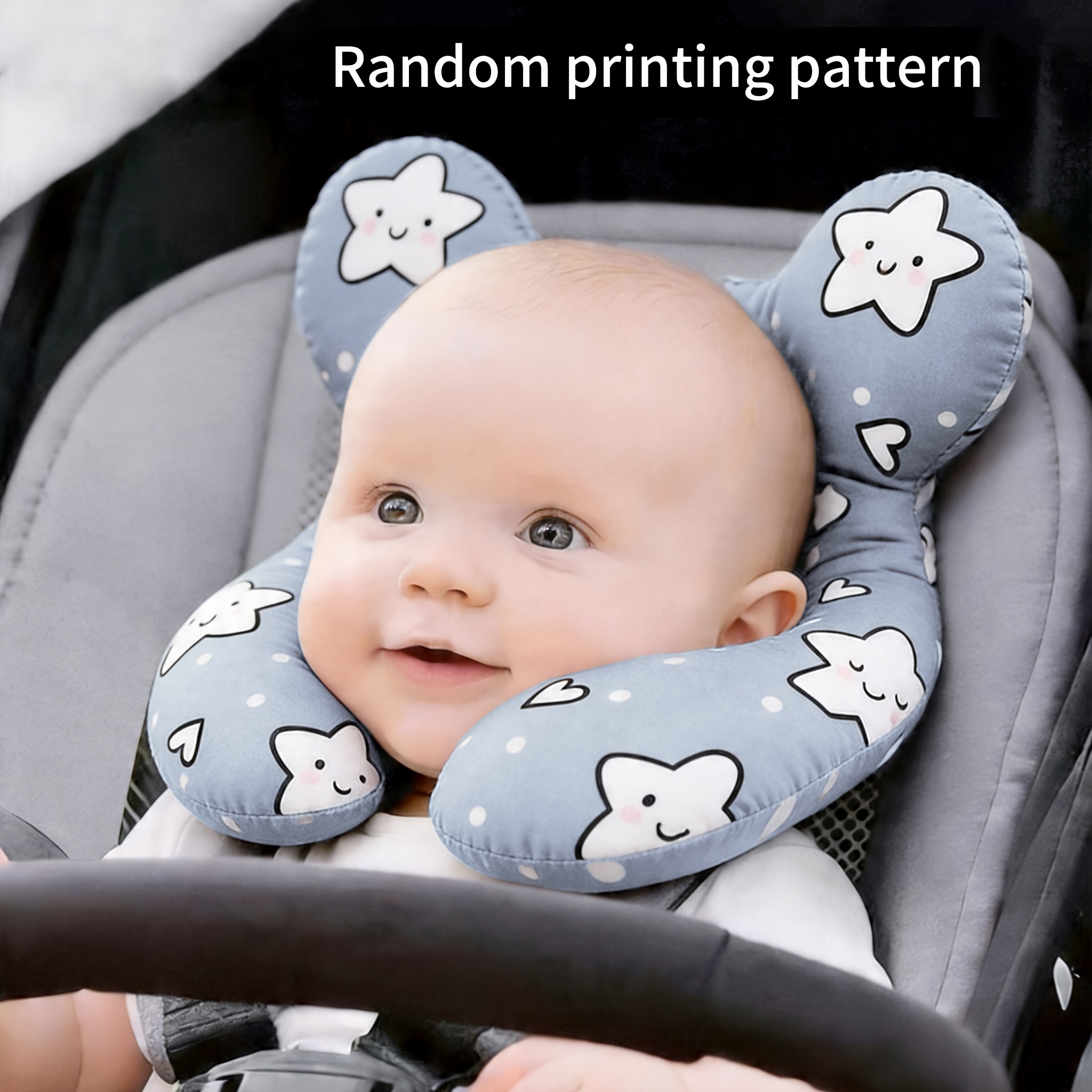 1pc , -stroller Neck Pillow, Cartoon Pattern Fixed Head Pillow Suitable For Travel, Outdoor, Baby Stroller, Car Seat Easy To Clean - Perfect Gift For Baby's Christmas, Day, Easter