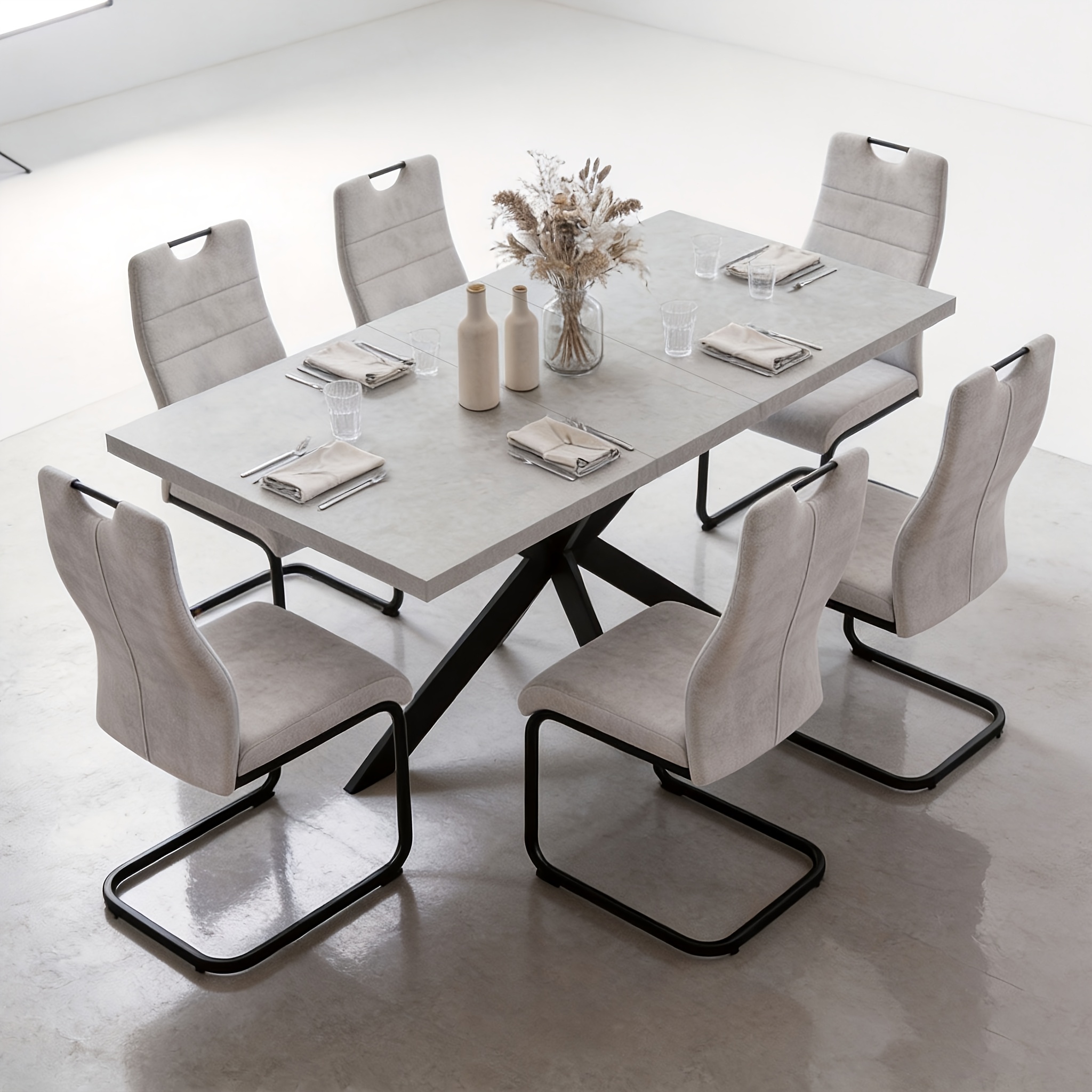 Image of New Stylish 4/6-person Dining Table And Chair Set, Including Table And 4 Or 6 Comfortable Chairs - Perfectly Elevates Of Your Kitchen, Dining Room, Or Living Room