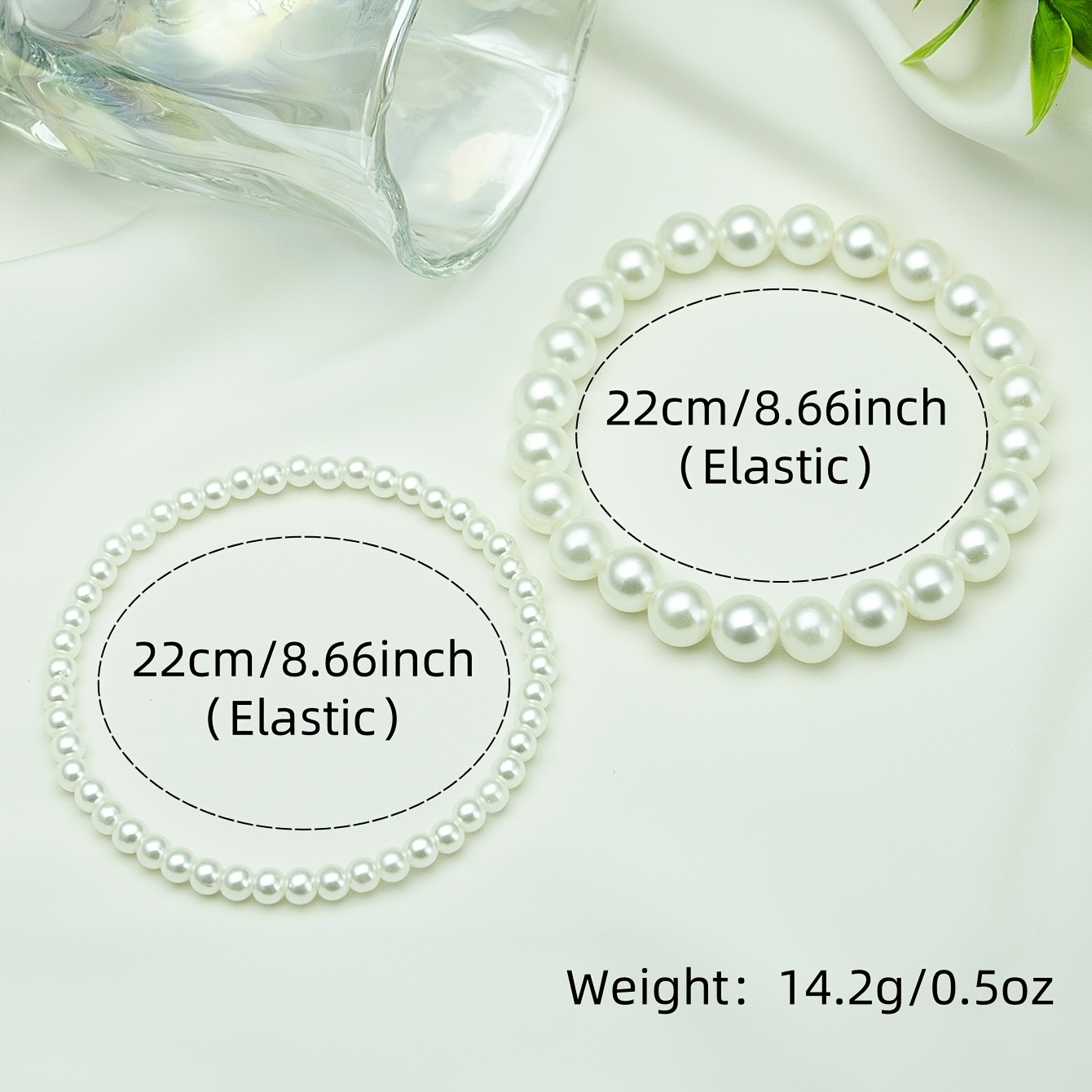 Image of Set Of 2 Women's Beaded Anklets Made Of Pearl Material, Featuring , Easy And Elegant , Perfect For Decorating ' Feet, Suitable For Vacations, And Ideal For Everyday And Party Wear