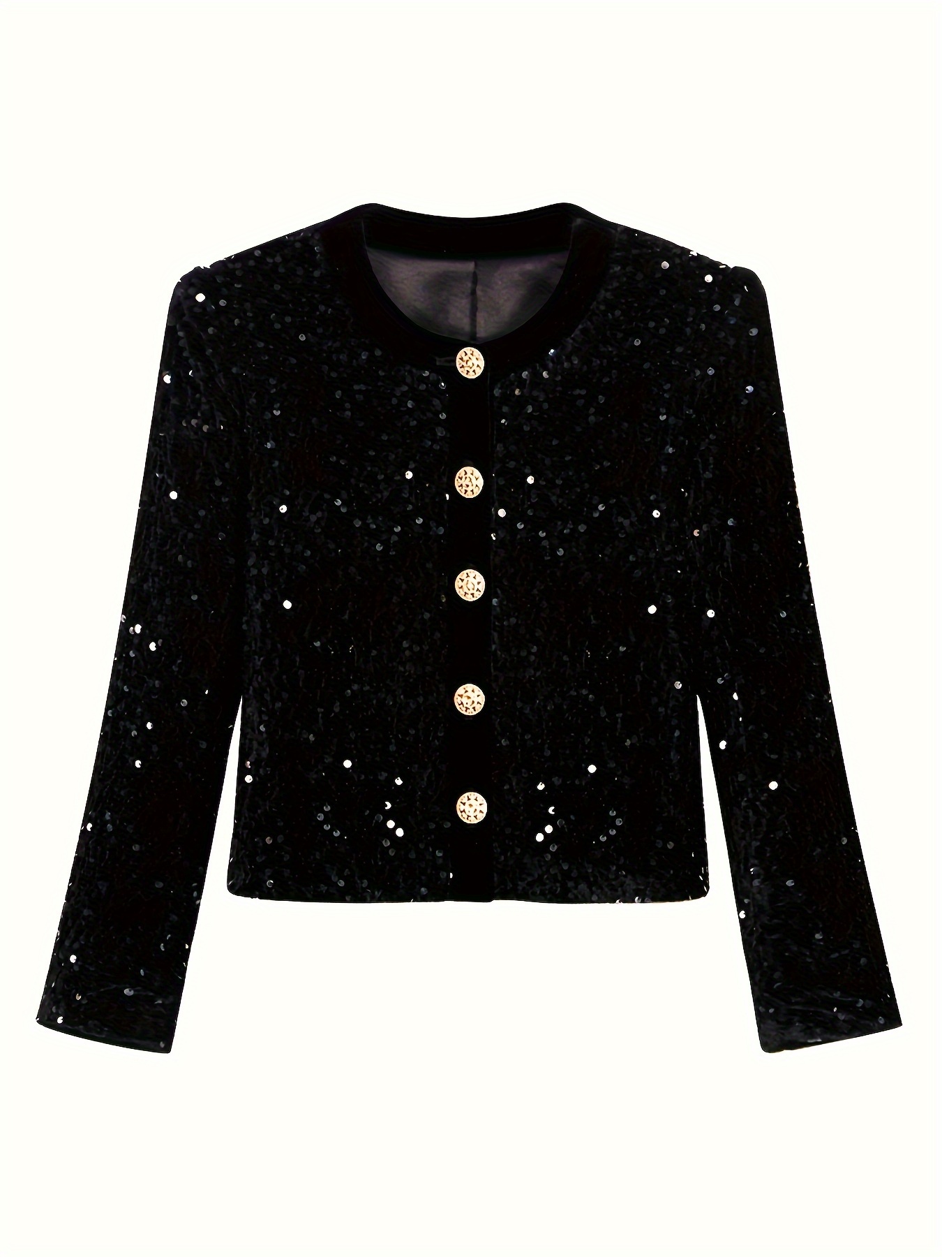 women's black sequin jacket buttons fit h Temu Norway