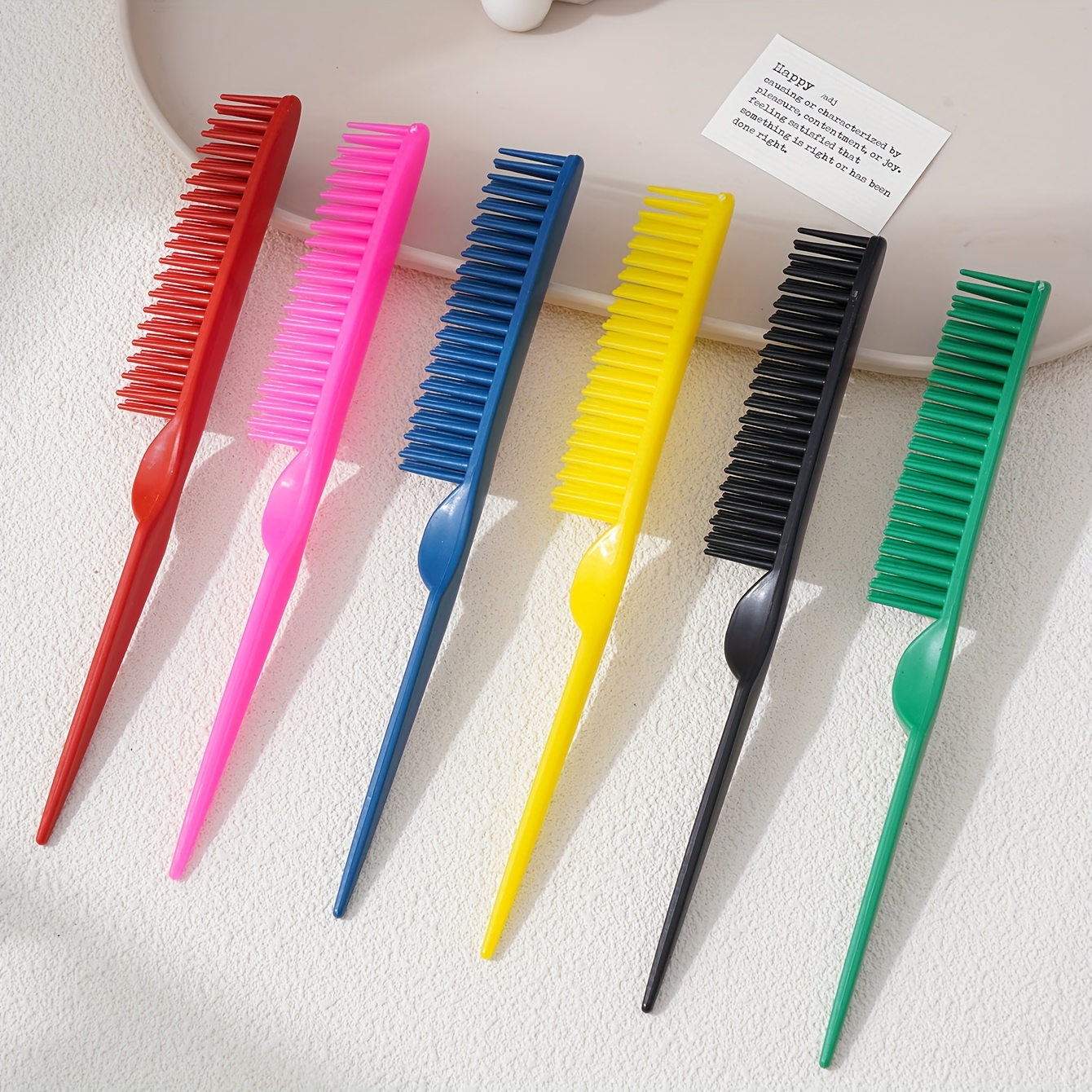 TEMU Ensemble de 6 peignes colorés conçus avec des poignées antidérapantes durables, parfaits pour coiffer les cheveux longs pour femmes