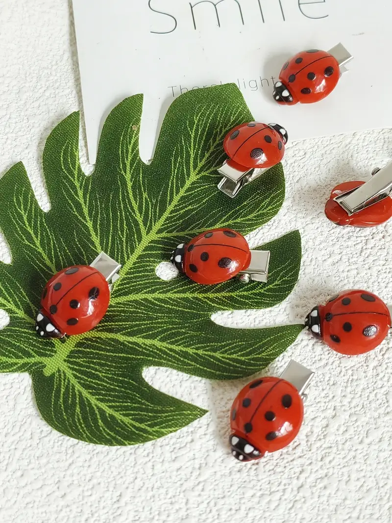 a 6pcs set of ladybug hair clips for eid al fitr featuring red anti slip animal hair clips insect hair accessories and back to school headwear suitable for daily holiday parties travel and as a decorative gift for ladies Product details 2