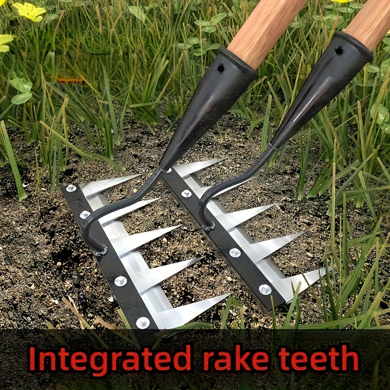 

Multi-functional Steel Garden Rake - Metal Tool For Weeding, Soil Aeration, And , Ideal For Farm And Lawn Care (handles Not Included)