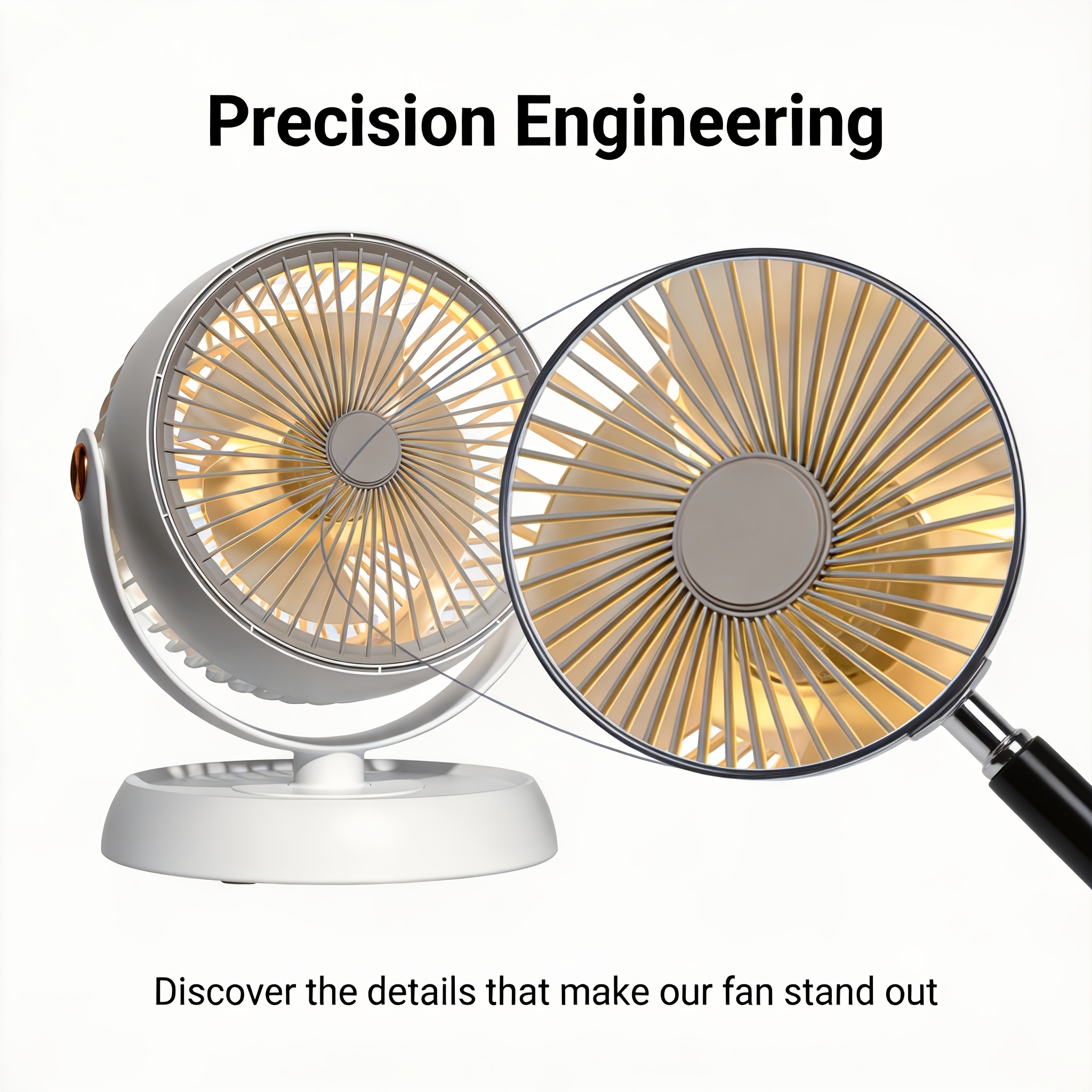 2026 Portable 2000mAh Battery Long-Lasting Quiet Desktop Oscillating Fan - Dimensions: 25cm X 10.5cm | 2000mAh Battery for Extended Runtime, Five-speed Wind Adjustment, Vortex Fan Blades, Powerful Strong Wind, 40dB Quiet Low Noise, Spiral Air Duct