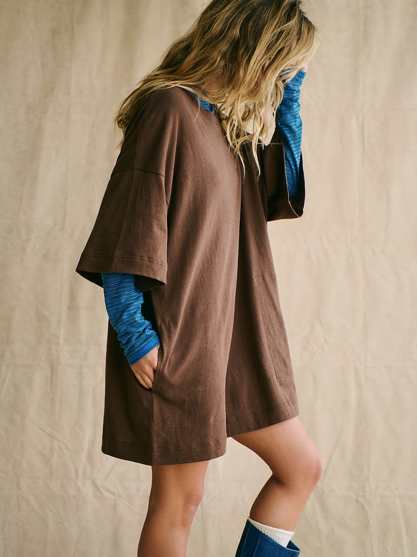 womens 100 cotton oversized t shirt dress pockets casual - Temu