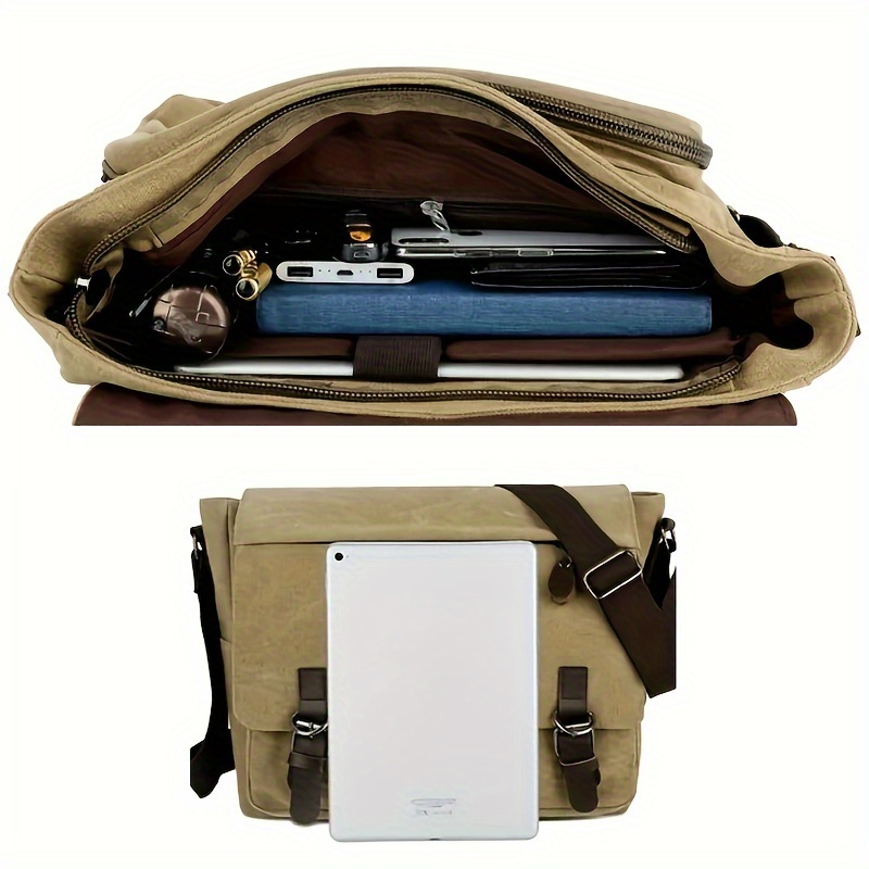 1pc mens vintage canvas sling bag durable large capacity multiple pockets crossbody bag convenient casual satchel bag details 1