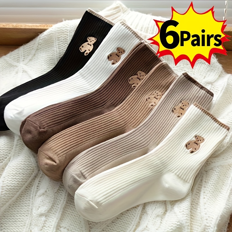 6 Pairs Women's Cute Bear Embellished Ankle Socks - Low-cut Soft Breathable Summer Socks With & Paw Print Design, Pack (, Brown/beige, Light Grey) - Casual & Sports Footwear For -