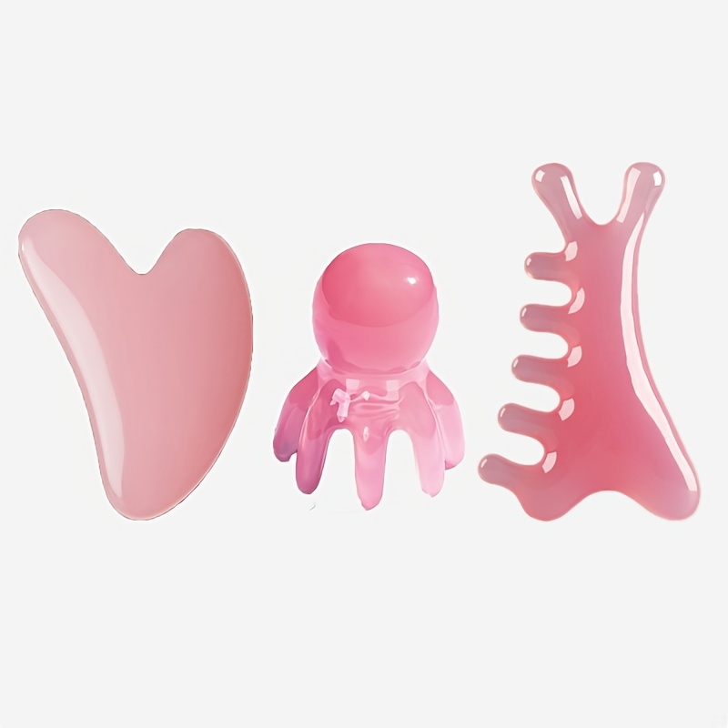 TEMU 3pcs Set Of Gua Sha Scrapers | Multi-functional Resin Gua Sha Tools - Traditional Scraping Tools, Facial And Body Massagers, Facial Care Tools,