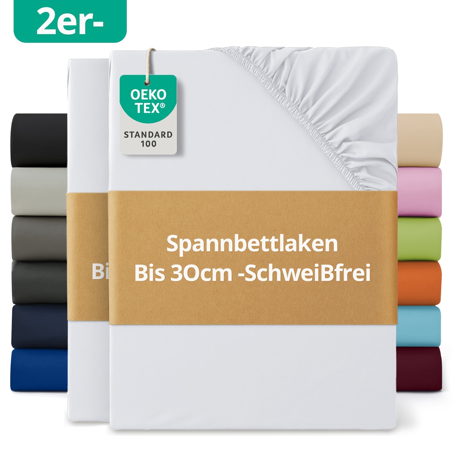 2pcs Fitted Sheet, Blend Jersey Fitted Sheet With Elastic Corners, Hypoallergenic, Breathable Bed Sheet For Mattresses, Toppers, And Box Spring Beds, Suitable For Bedroom, Dorm And Random Color