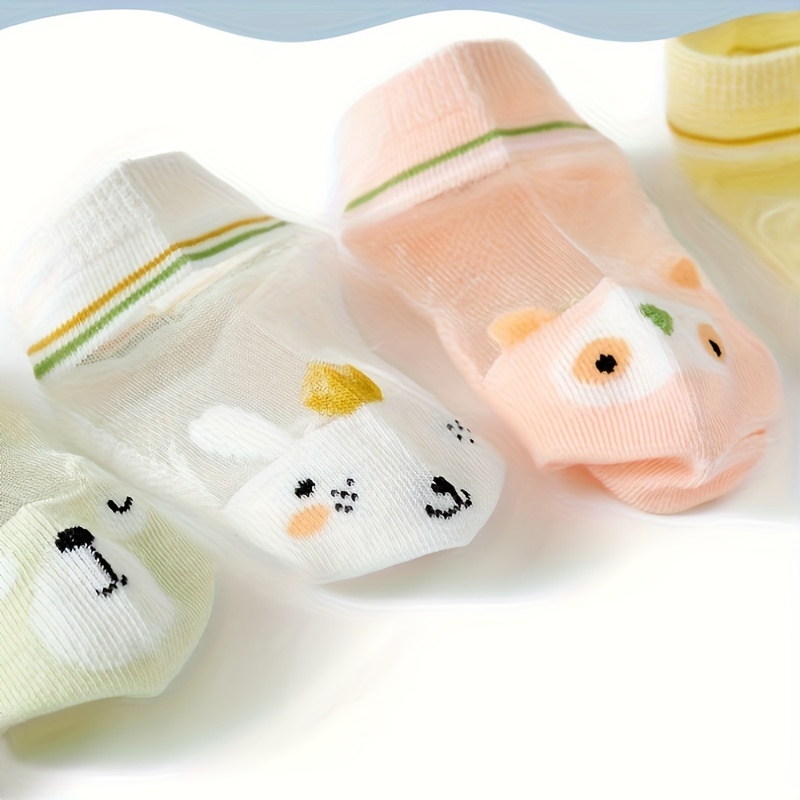 5pcs Girls' Cute Cartoon Animal Mid-Calf Socks - Soft, Breathable Polyester Blend for All Seasons, Cute Socks