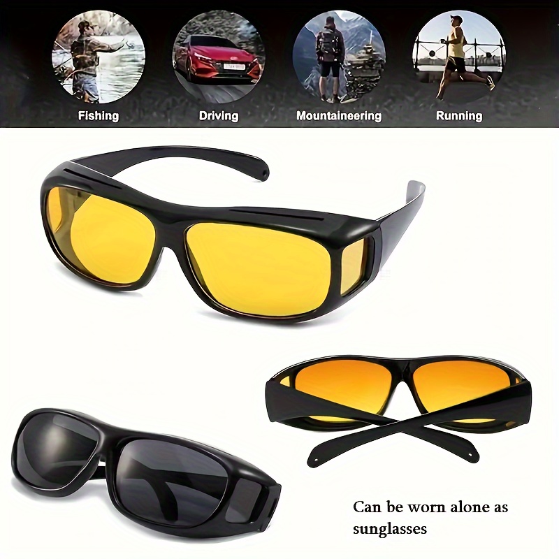 2pcs Men's Anti-Glare Night Vision Driver Goggles, Trendy Cycling Night Driving Sunglasses,Sun Glasses Sunglasses,Vision Pro,Y2k,Eye Glasses