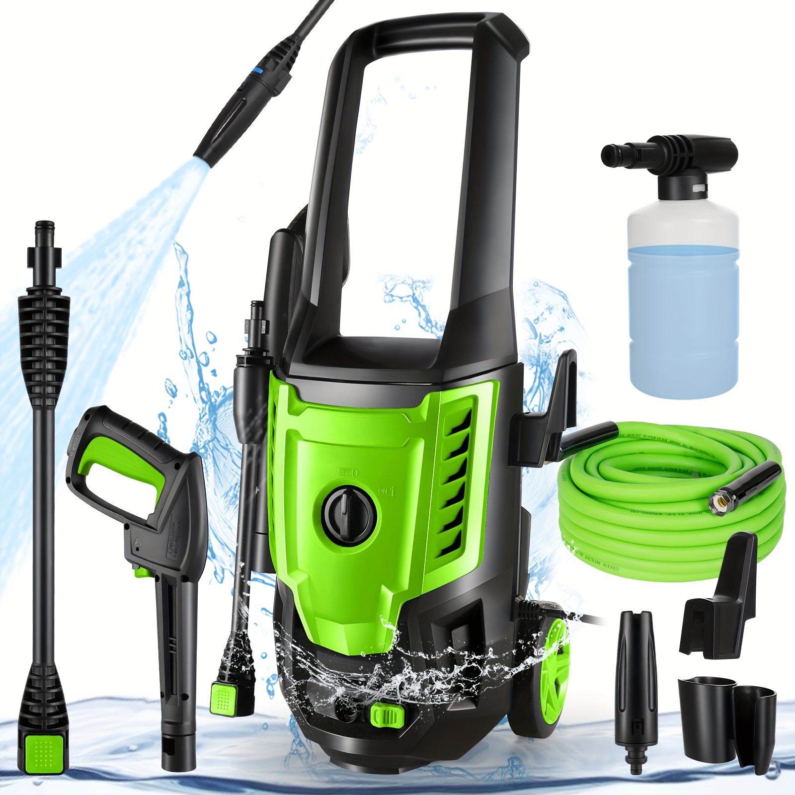 1pc professional 1800w electric pressure washer 5000 psi high   with adjustable nozzle and hose aluminum material uncharged operation no battery required pressure washer accessories details 6