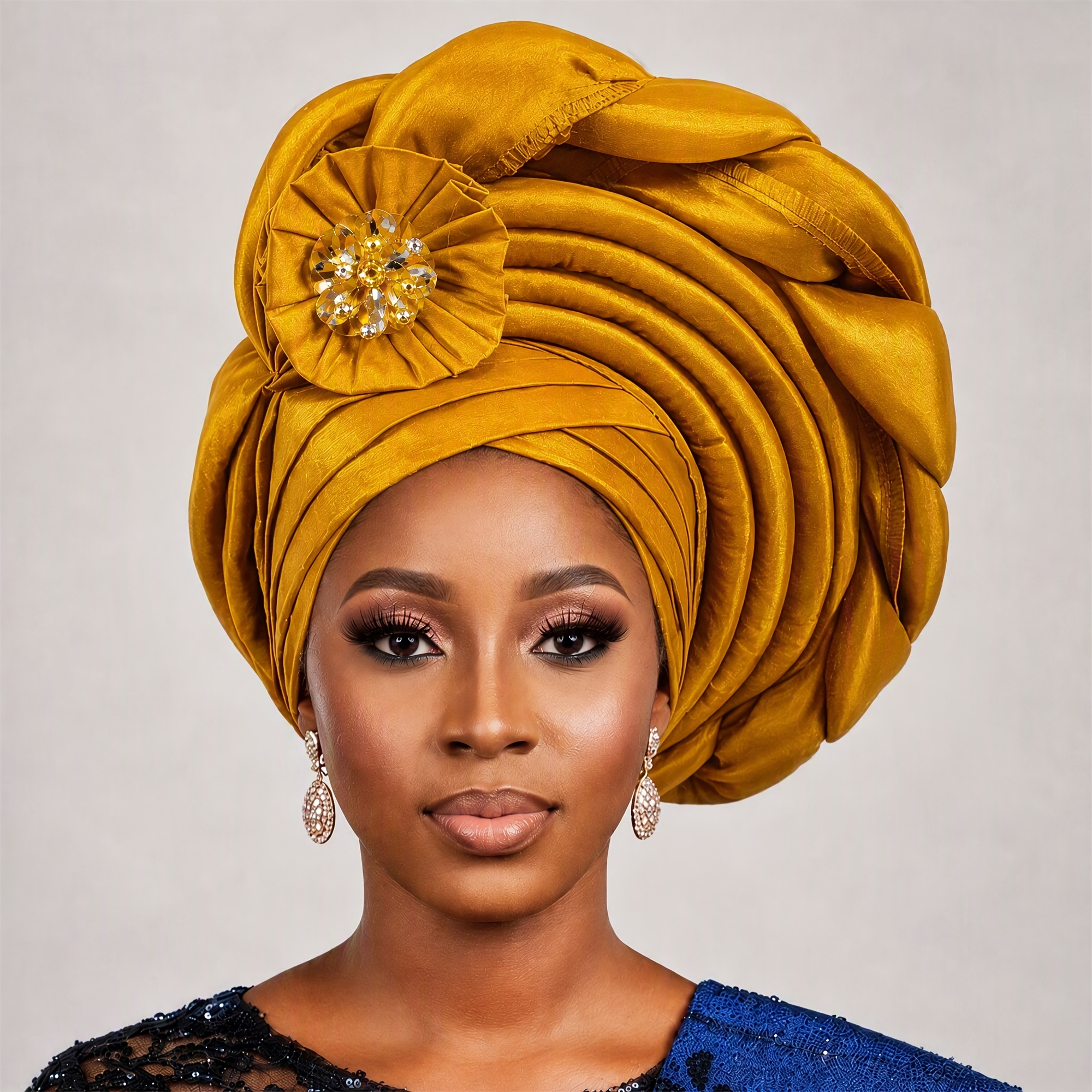 TEMU Elegant African Auto For Nigerian Women, Head Wrap With Pleated Satin And , Turban For Wedding Party Church, Different Styles, Women Dressy