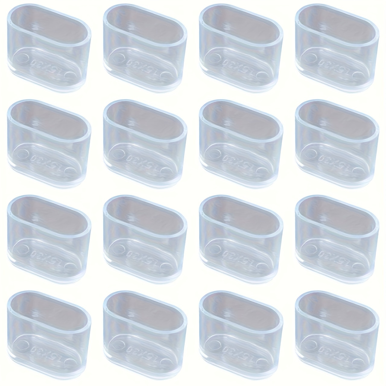 Image of 16pcs Transparent Oval Table And Chair Leg Covers 15x30mm Plastic Thickened Non-slip Chair Protector Pvc Furniture Mat Table Leg Covers Floor Protector For Living Room Bedroom Kitchen