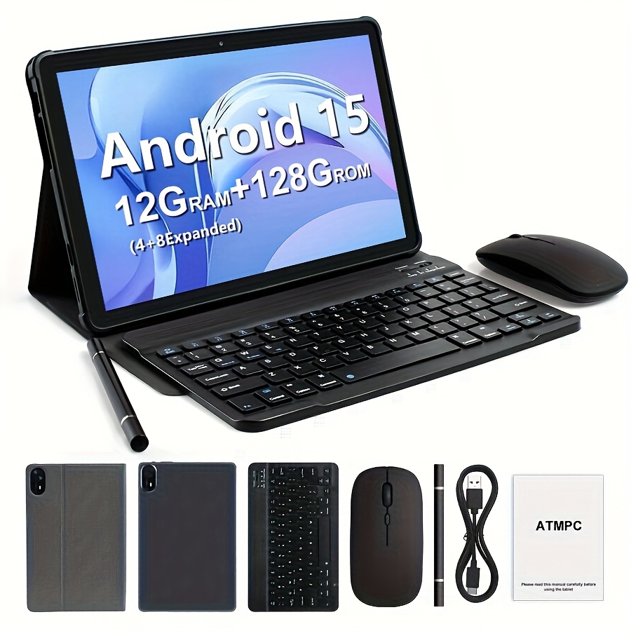 TEMU 11-inch 15 Tablet, 2-in-1 Pad With Keyboard, Mouse, Protective Case, Stylus, 128gb Rom   12gb (4gb   8gb Expansion) , 8mp Dual Camera, -core