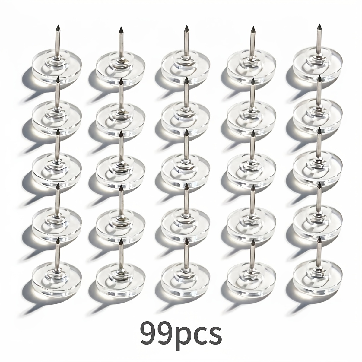 TEMU 30/99pcs Clous à tête courte transparente, Clous à tête large, Épingles à tête plate, Convient pour clous murs, clous murs à pouce, suspension,