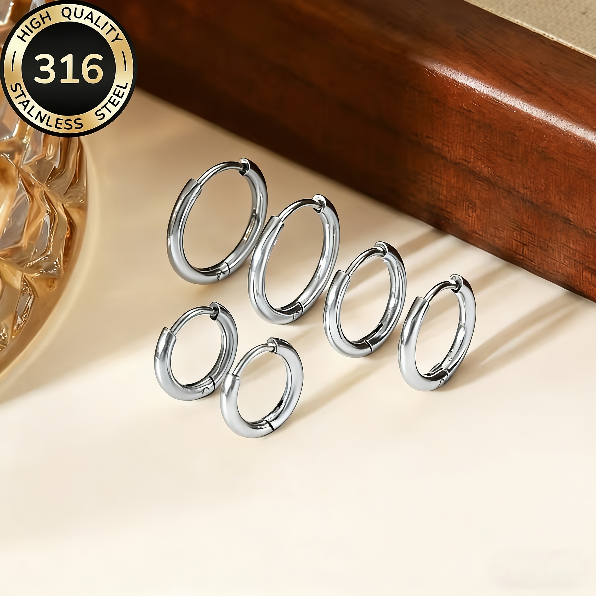 TEMU 3 de Aretes de Aro Dorados, Adecuados para Mujeres, Pines de Acero Inoxidable 316, Hipoalergénicos, Anti-Desvanecimiento, Mini Set de Aretes de