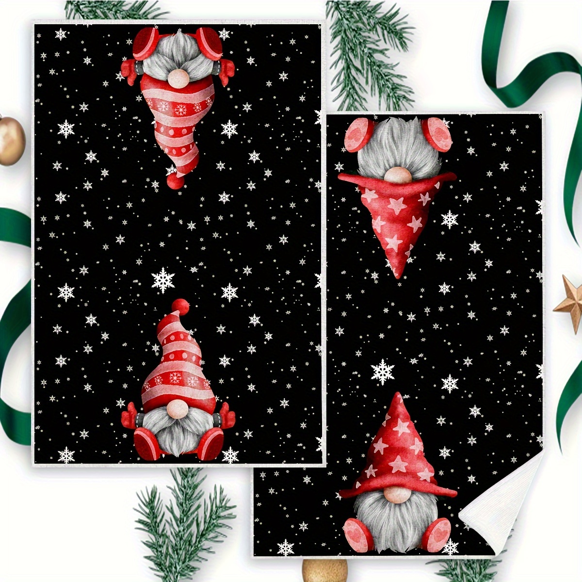 

2pcs Christmas Kitchen Towels - Absorbent, Dish Cloths For & Housewarming , Christmas Decor