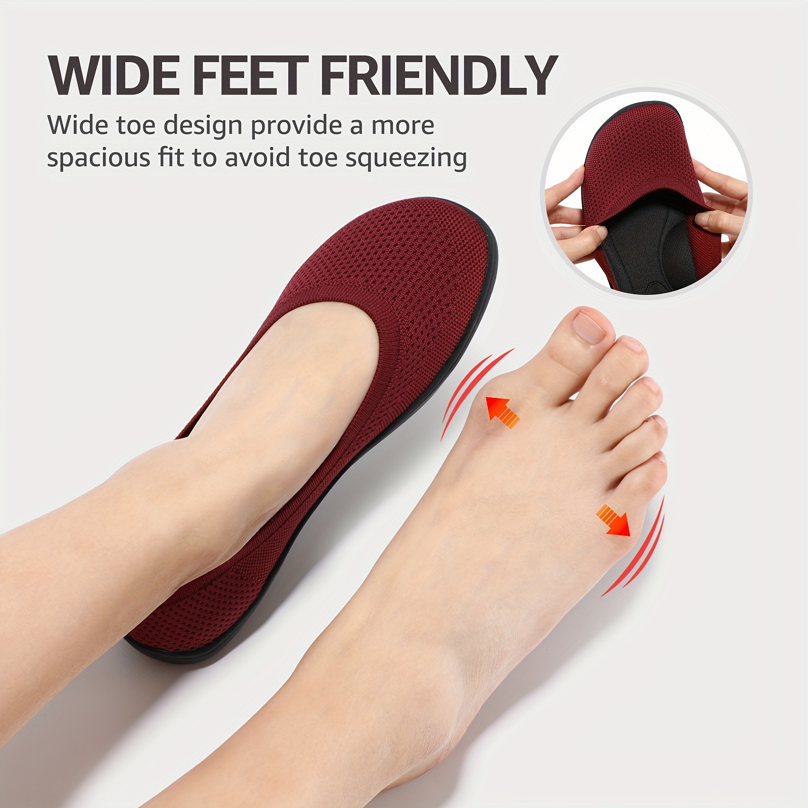 

Wide Toe Box Women Flat Shoes With Arch Support, Comfort For Bunions