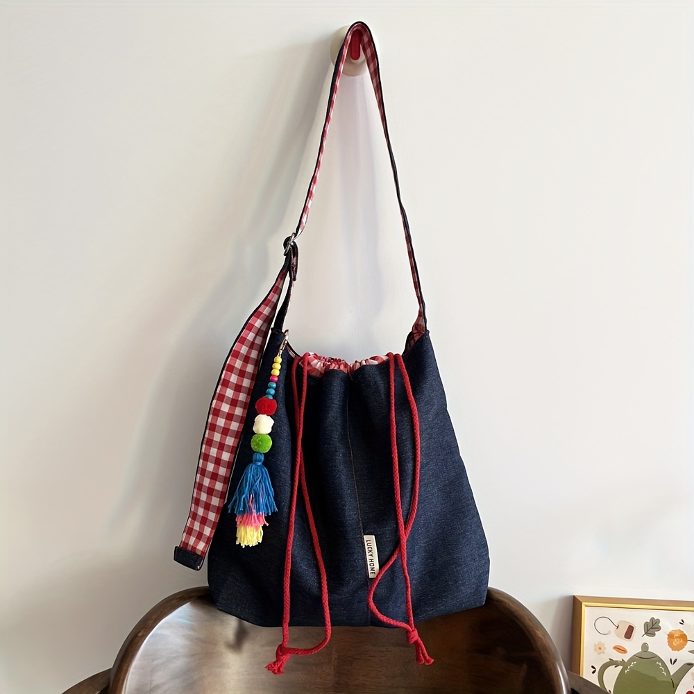 E-shop Große Tragetasche mit Zugband, Schultertasche, Pendler-Tasche, Freizeit-Reisetasche, Körperbeutel