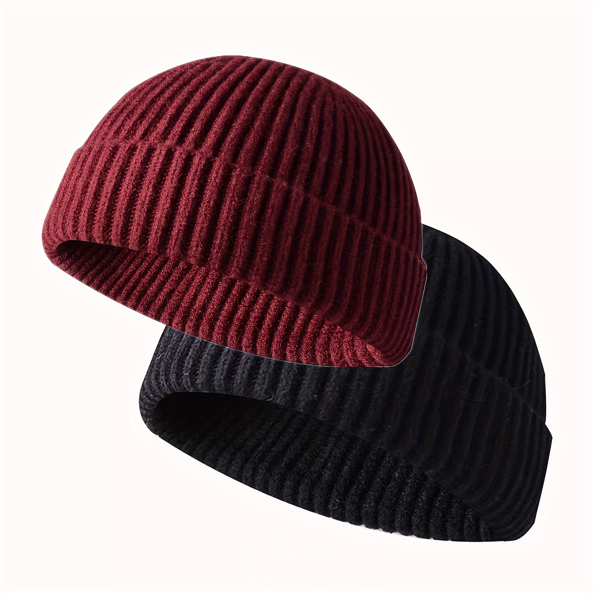 

2pcs Men's Knitted Short Warm Hats
