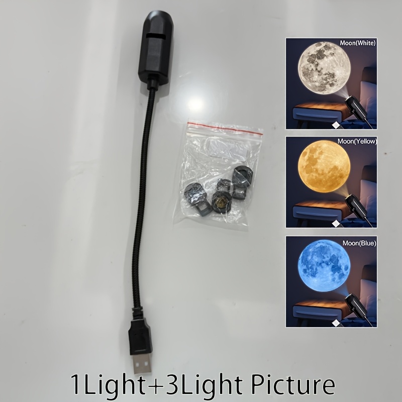 Lámpara Proyector LED USB de Planetas, Proyecta Imágenes de 10/6/3, Luz Giratoria de 360 Grados, Techo, Regalo, Decoración de Habitación, Fondo Fotográfico, Proyectando Imágenes de la Tierra, Marte, Júpiter, Mercurio, Sol, Saturno, Nebulosa, Gris, Amarillo, Azul, Luz de Estudio - Imagen 3