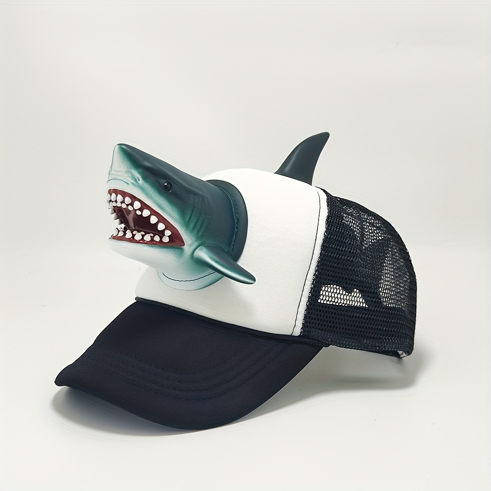Image of Individual Animal Shaped Baseball Hat Unisex Shark Net Cap Duckbill Cap Suitable For Sea Fishing Sun Hat Suitable For Halloween Christmas Party Decoration Hat