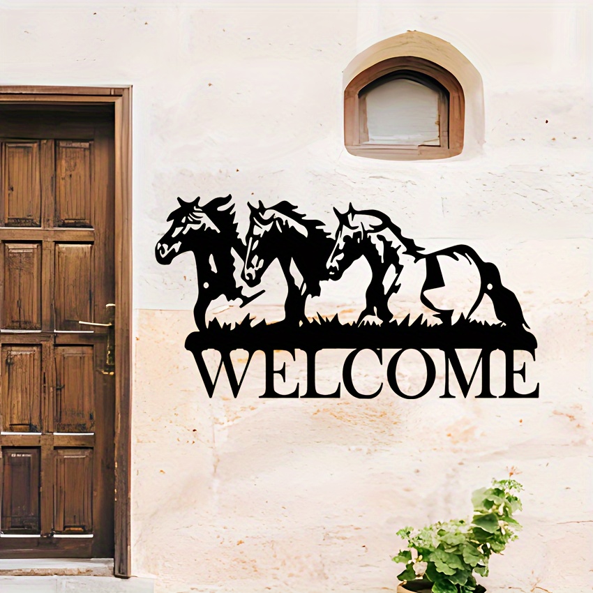 

[customer ] Rustic Welcome Metal Sign With - Home, Outdoor & Farm Decor | Ideal Gift For Horse Enthusiasts & Hunters, Room Decor