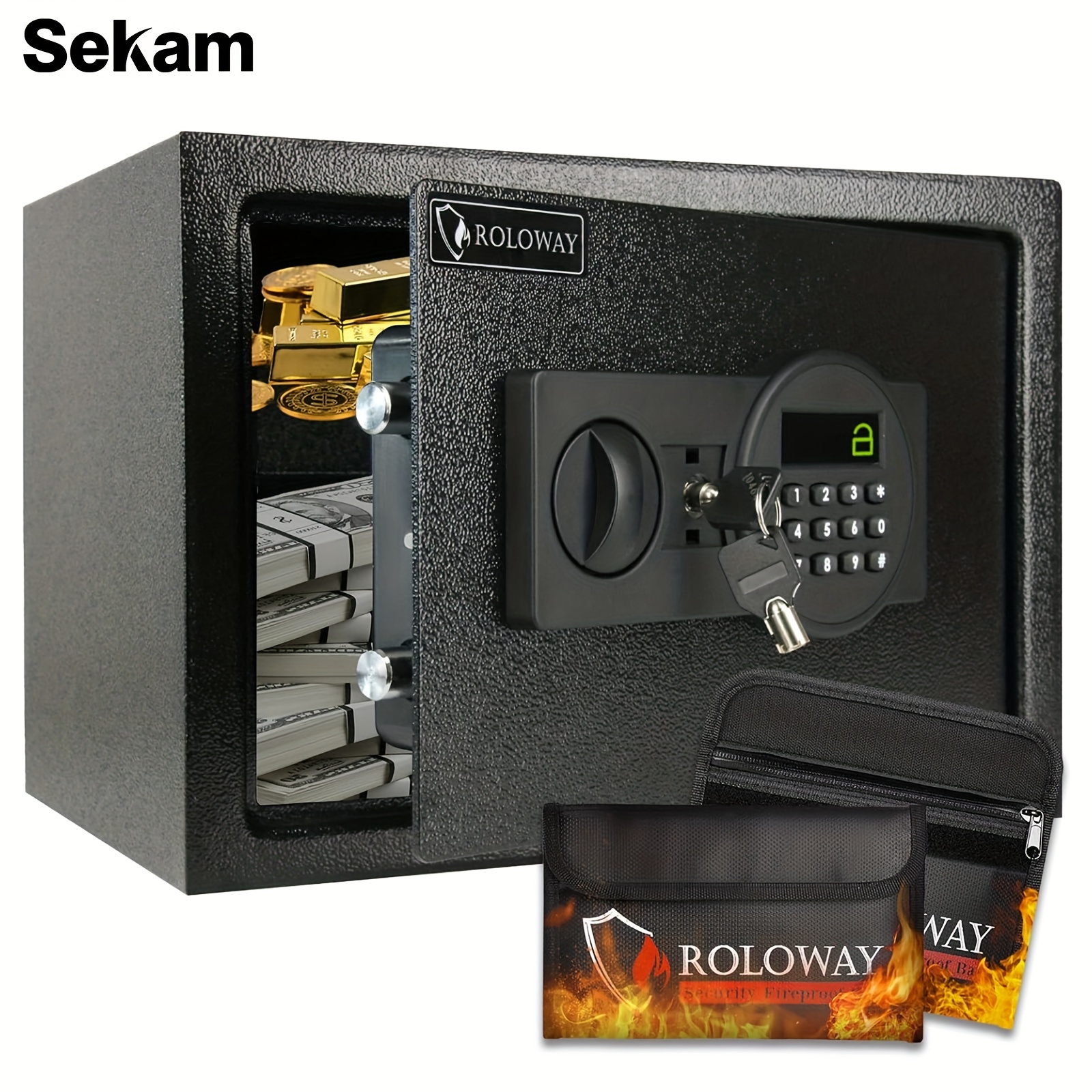 

Fireproof Safes With & Water-resistant Bag, Security In Multiple Sizes (0.8 Cubic)