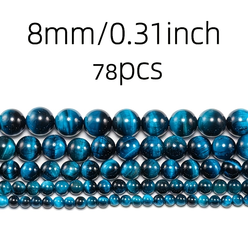 TEMU 78 stuks blauwe tijgeroog glaskralen, losse glaskralen voor armbanden kettingen oorbellen sieraden maken, sieraden toevoegingen
