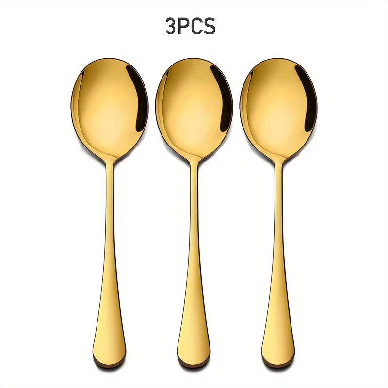 Luxury Golden Serving Spoons Set: 3/5pcs, High-quality Stainless Steel, Perfect For Buffets, Parties, And Like Christmas, Halloween, And Thanksgiving