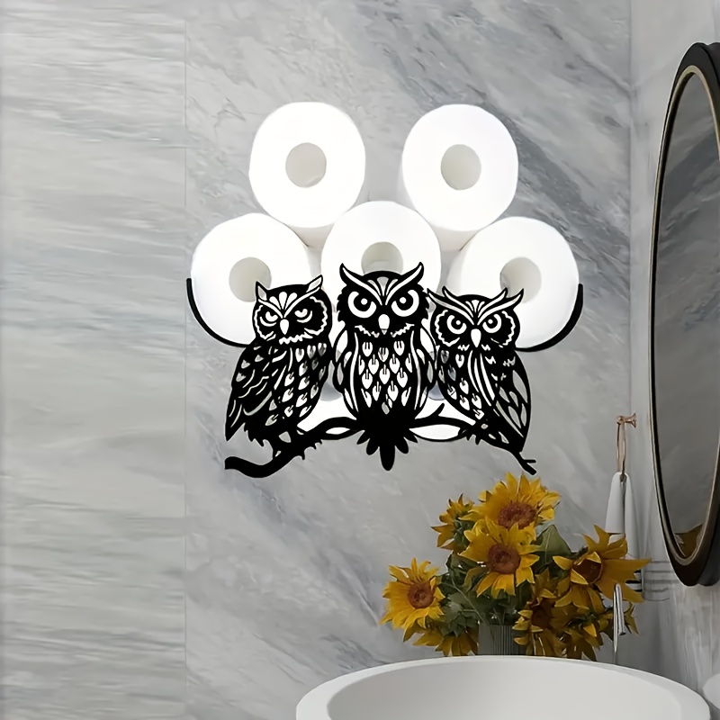 Iron Owl Toilet Paper Holder, Adjustable Wall Mount, Hole Mount, Home Bathroom Decoration, Can Hold Up To - Provided By Idolpack