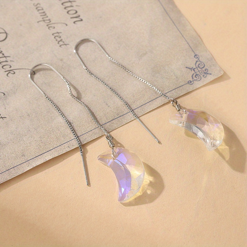 TEMU Real Earrings Dangle Moon Threader Earrings Moon Earrings Rainbow Jewelry Threader Earrings