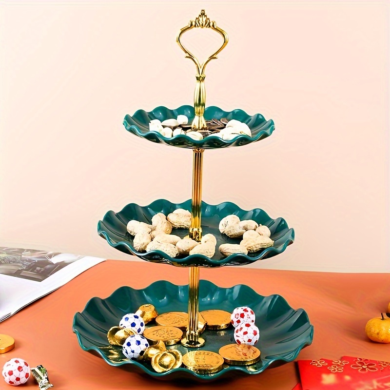 TEMU 1pcs 3-tier Cake Stand, Multipurpose Holiday Themed Candy Dessert Tray, Snack Fruit Basket For New Year, Celebration, Wedding, , Party Display