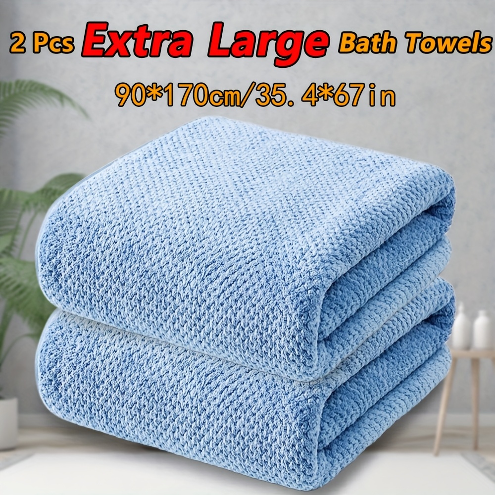 TEMU 2pcs Large Size Bath Towels Set 90×170cm/35.4×67in, Pineapple Lattice Pattern Microfiber Material, Soft And Comfortable, Absorption, Options,