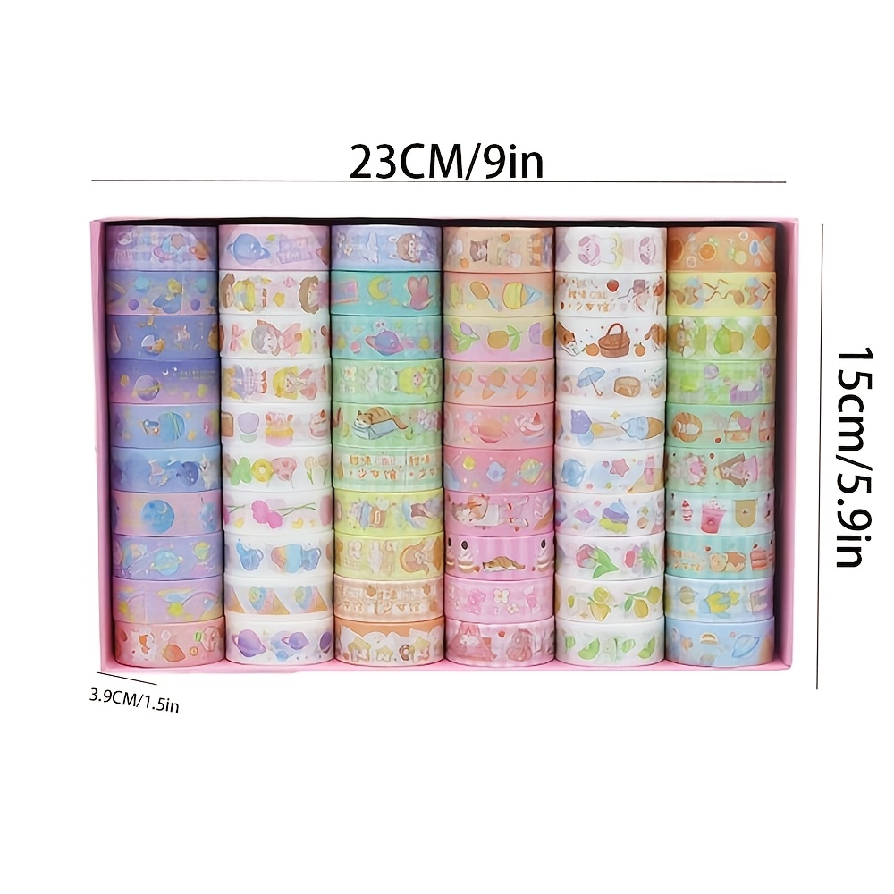 60-Roll Cartoon and Washi Tape Pack for Decoration