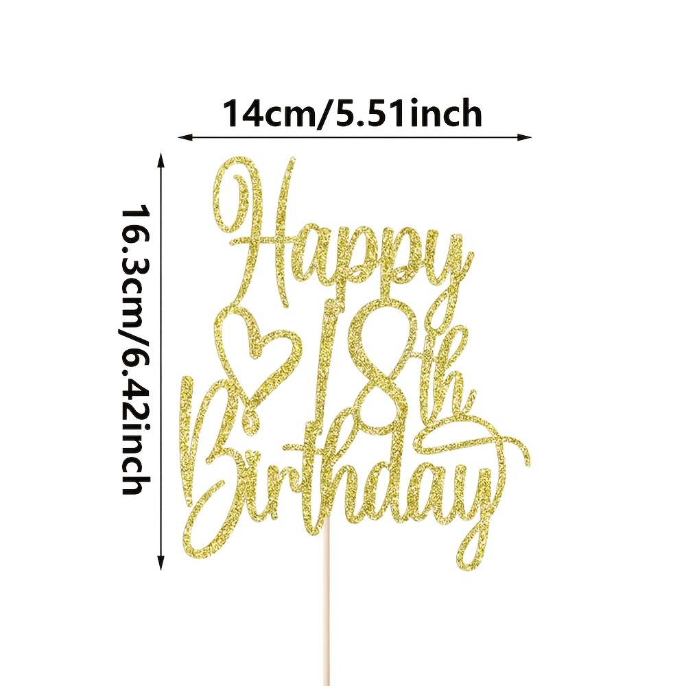 1 High-value Golden Glitter Cake Topper For 18/16/21st Birthday, Sweet 16/18/21 Coming-of-age Party Supplies, Creative Decoration Insert,halloween, Christmas