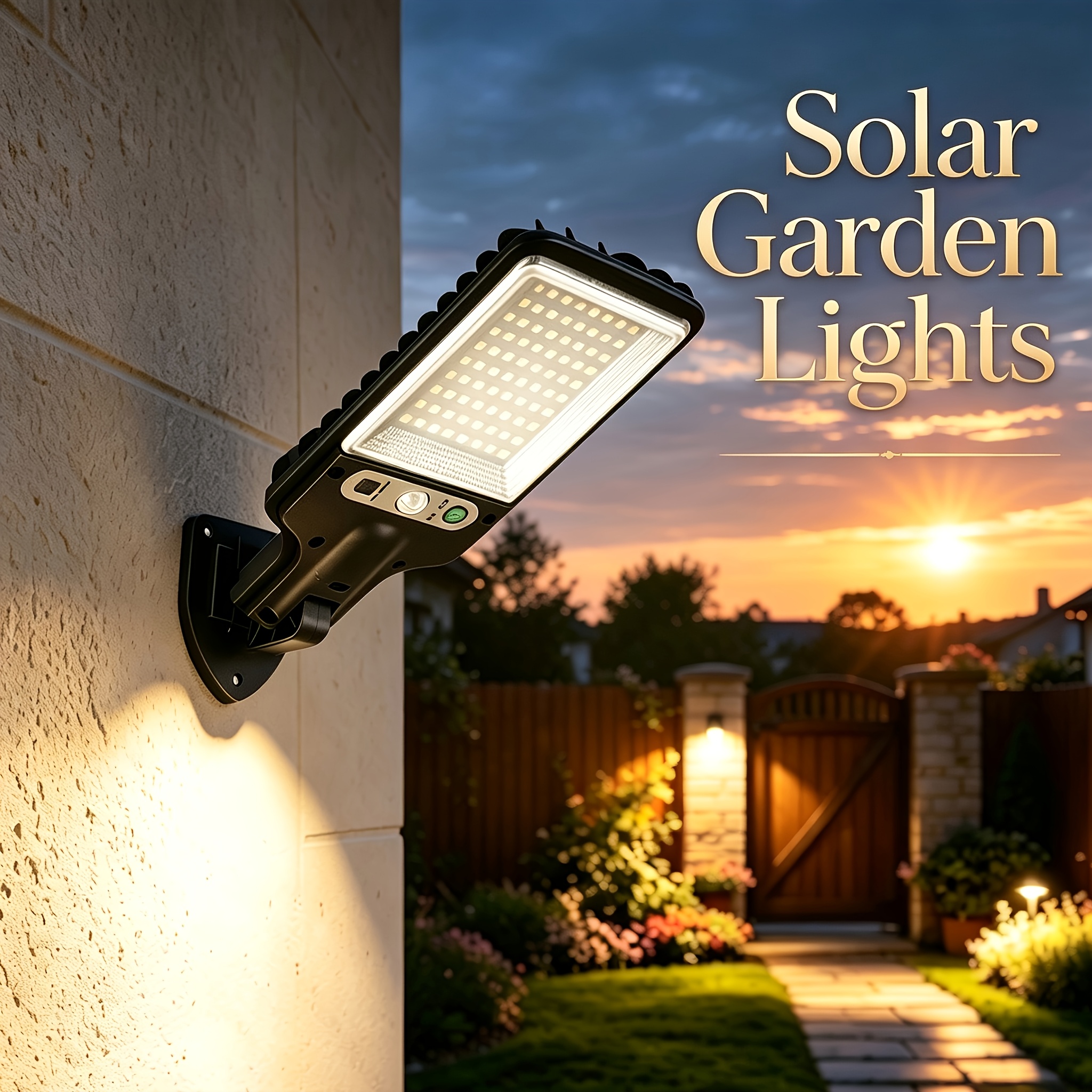 TEMU Lampade solari da esterno per con di , applique solari di da 80 LED, 3 modalit� di illuminazione, accensione/spegnimento automatico dal tramonto