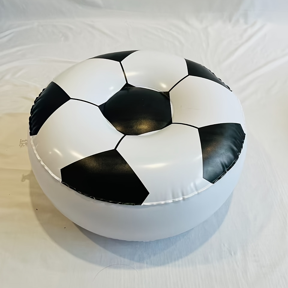 TEMU Black And White Football Sofa, For Home Inflatable Bean Bag, Portable Inflatable Sofa, Chair For Home Office, Balcony Leisure Seat, Round Stool