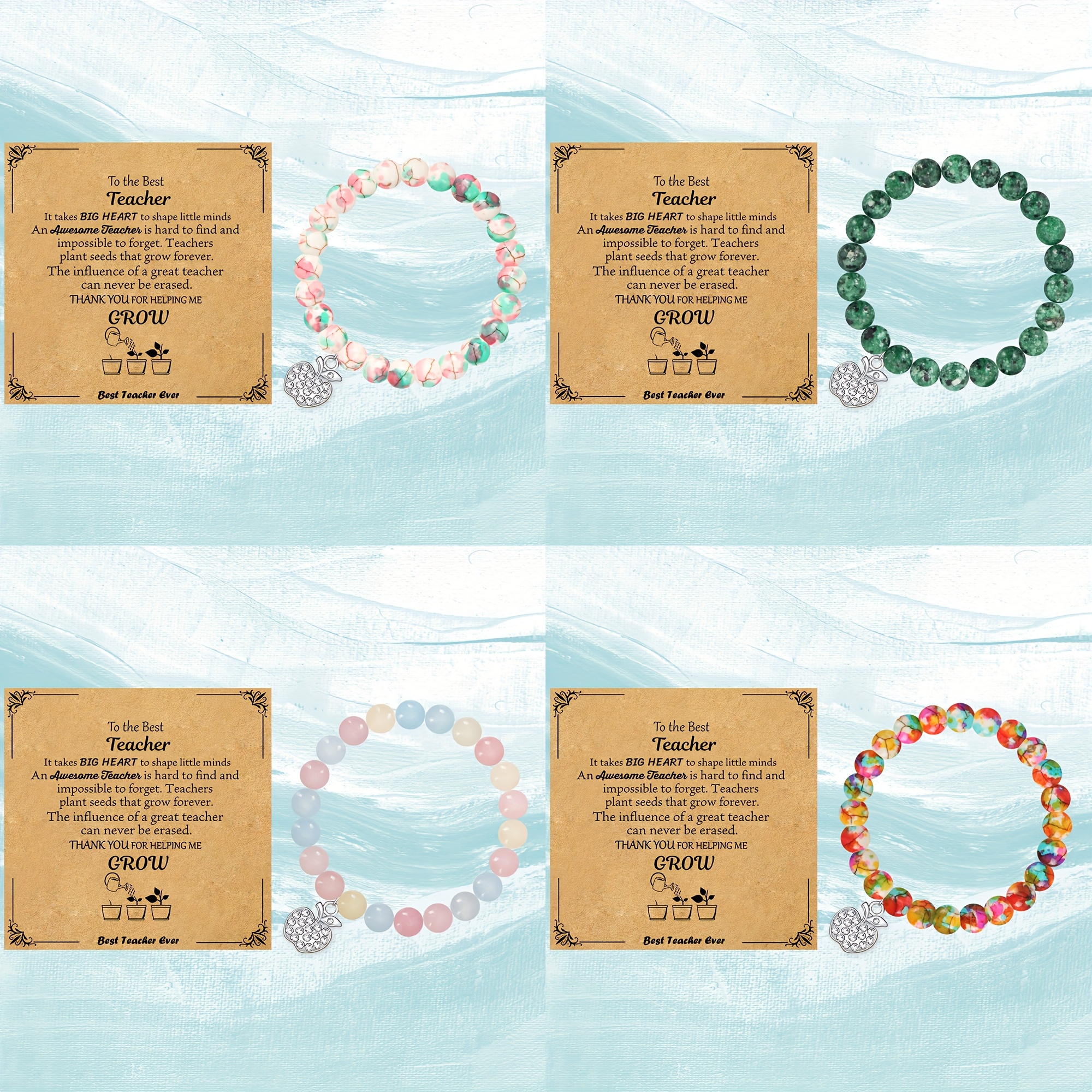 4pcs Minimalist PU Natural Stone Bracelet Set, Gift for Her