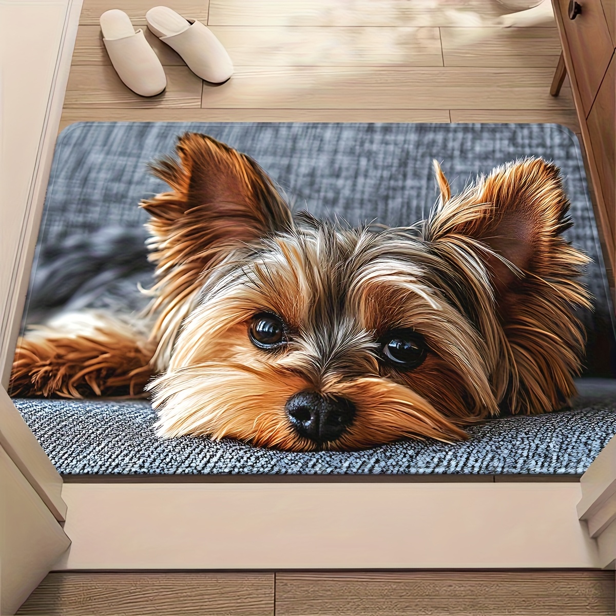 E-shop Eine süße Yorkshire Terrier Design Anti-Rutsch, saugfähige Mikrofaser Fußmatte, maschinenwaschbarer Polyester Teppich, geeignet für Badezimmer,