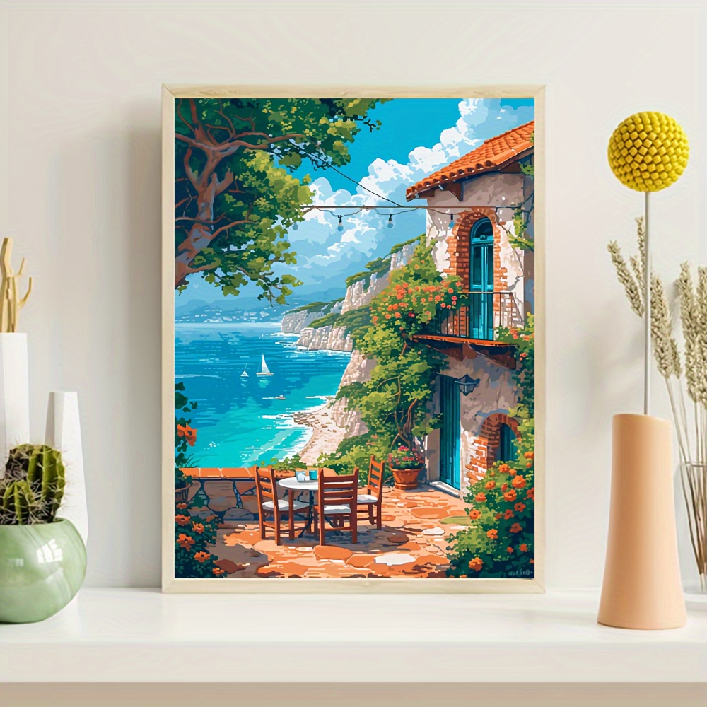 

Charming Beach Scene Canvas Wall Art - Frameless Poster For Living Room, Bedroom, Kitchen, Office & Cafe Decor - Perfect Gift Idea