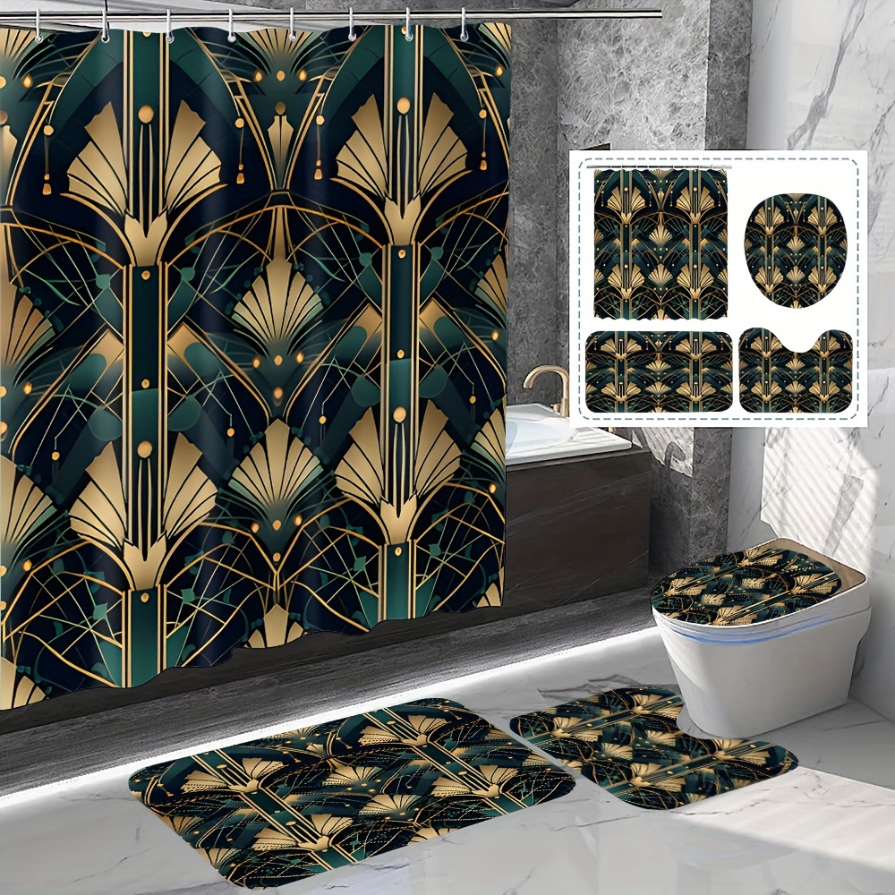 Art Deco Shower Curtain | Geometric Print | Vintage Bathroom Accessory | outlets Black & White Abstract Fan Pattern | Fresh Modern Bathroom Decor